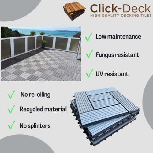 CLICK-DECK - Composite Interlocking Mosaic Decking Tiles Patio Decking Balcony - Picture 11 of 22