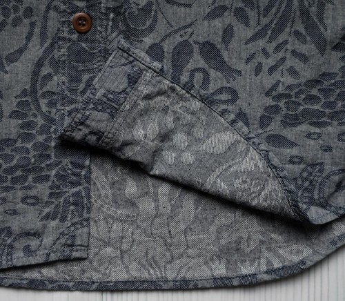 Camisa con botones Momotaro $200 ligera índigo flor tonal jacquard 06-113 38 S - Imagen 5 de 7