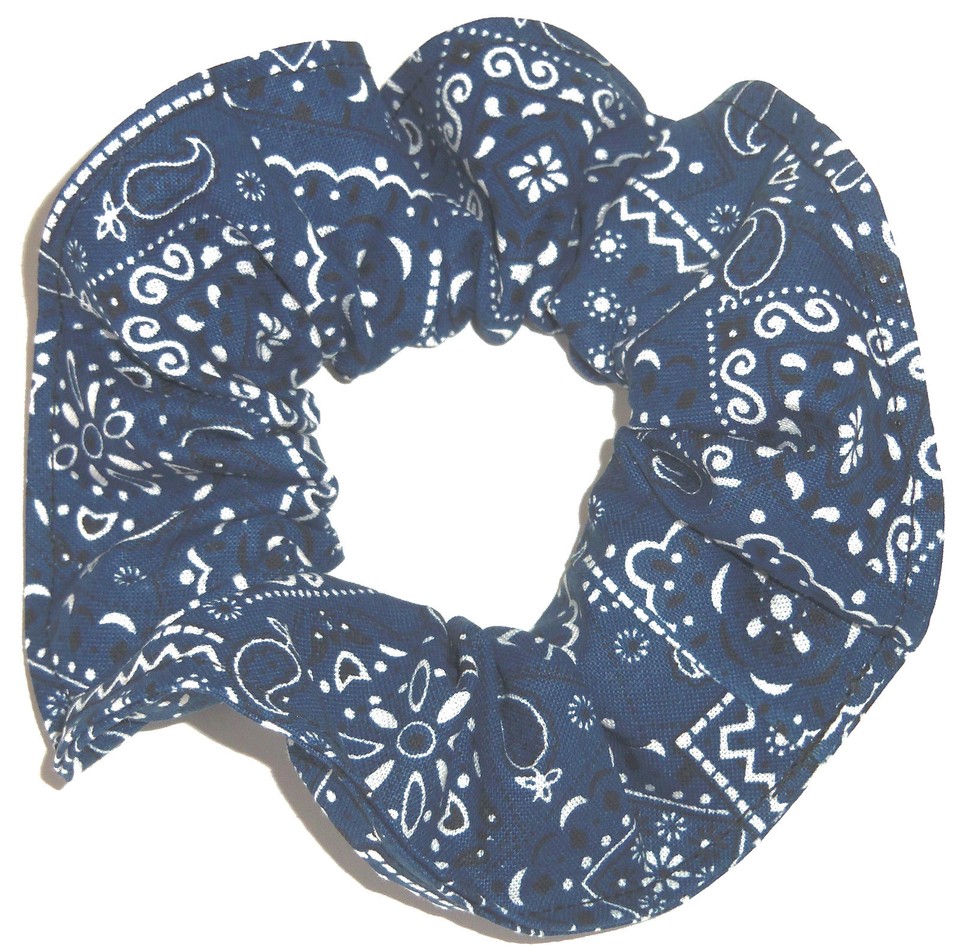 Hair Scrunchie Bandana Western Print Paisley Red Blue Pink Scrunchies ...