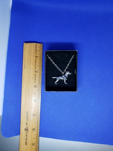 24" Silver Tone Chain Jewelry Necklace Labrador Pointer Dog Pewter Charm w/ Box - Bild 10 von 12
