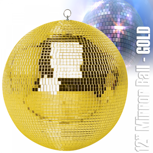 Gold Glitz Mirror Dance Disco Party DJ Ball Decor 300mm 12" Golden Mirrorball - Picture 2 of 3