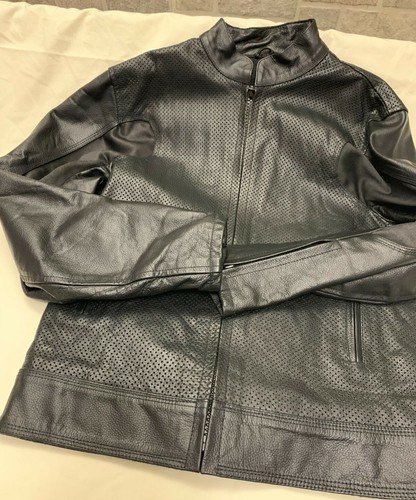 men's motorcycle leather jacket black new without tag see measurement - Picture 5 of 11