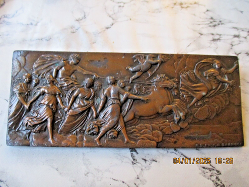 ITALIENISCHER WANDBEHANG, "DIE FEUERWAGEN" , METALLMIXRELIEF, 20 CM QUER - Bild 1 von 10