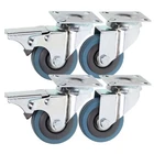 50 mm Castor Wheels Heavy Duty Metal Brakes Swivel Rubber Castors 4 Bolt Plate