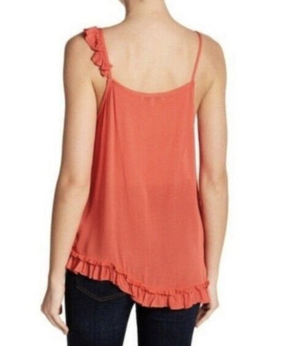 Camiseta sin mangas asimétrica RO & DE para mujer roja/naranja con volantes s M - Imagen 6 de 10