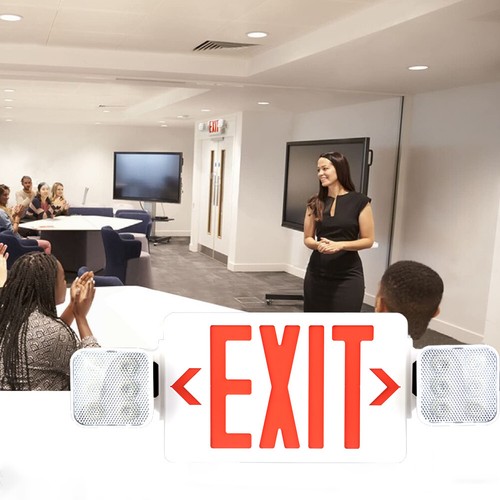 Red LED Exit Sign & Emergency Light – Dual LED Lamp UL-94 Fire Resistance light - Picture 7 of 10