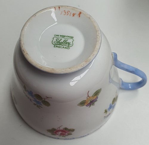 Shelley China Roses Pansies & Forget-Me-Nots Tea Trio Pn13518 c1940-66 England - Picture 12 of 13