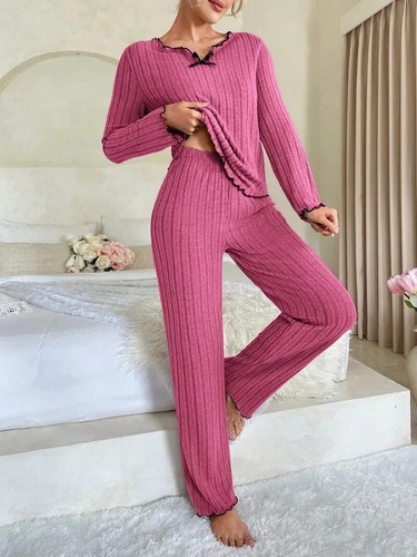 Women Sleepwear Pajamas Set Long Sleeve Top and Long Pants 2 Piece Set Casual - Picture 15 of 21