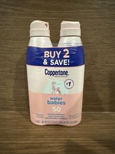 Coppertone Water Babies Sunscreen Lotion Spray SPF 50, Exp 10/2025 2 Pack