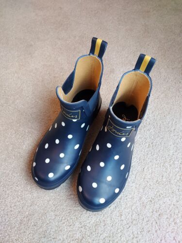 Joules Damengröße 5 Stiefeletten Regenstiefel Wellibob, marineblau und gepunktet - Bild 3 von 12