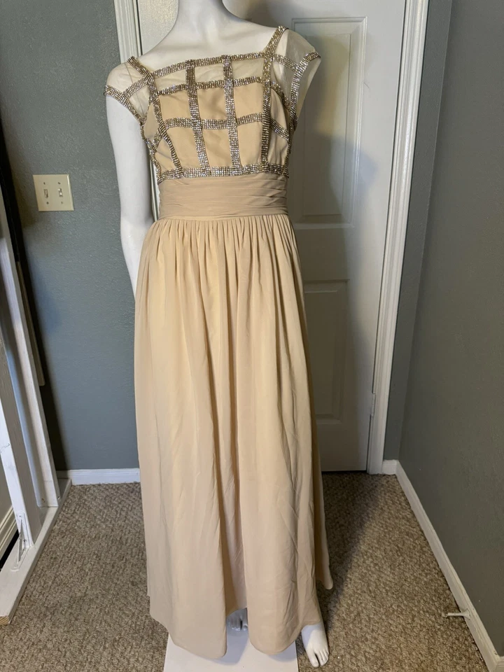 Vestido JJ's House Boda Ocasión Formal Marfil/Blanco Encaje Gasa Talla 8 Foto 2 de 4