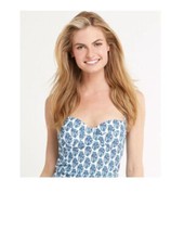 NWT 65 Vineyard Vines Swimwear Tankini XS Halter Neck Wired White/Blue Floral