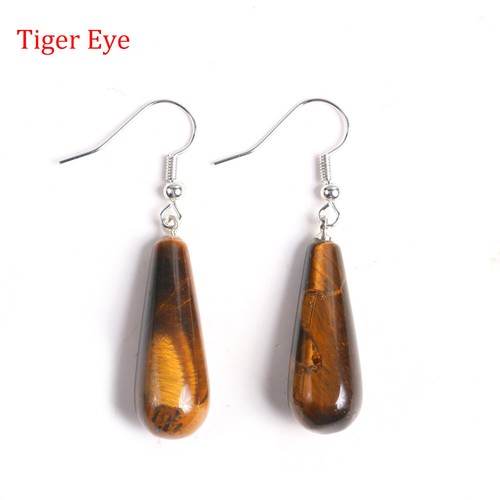 1 Pair Water Drop Natural Stone Chakra Crystal Pendant Dangle Earrings Hook Gift - Picture 19 of 26