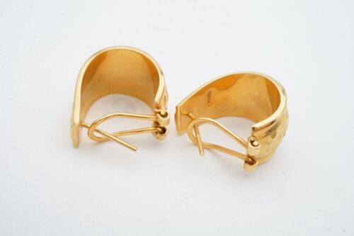 14k Yellow Gold Omega Back Earrings Textured - Picture 8 of 11