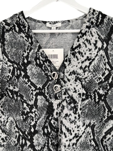 89th Madison Suéter Ligero Top Talla Pequeña Gris Estampado Animal Manga 3/4 Nuevo con Etiquetas - Imagen 22 de 24