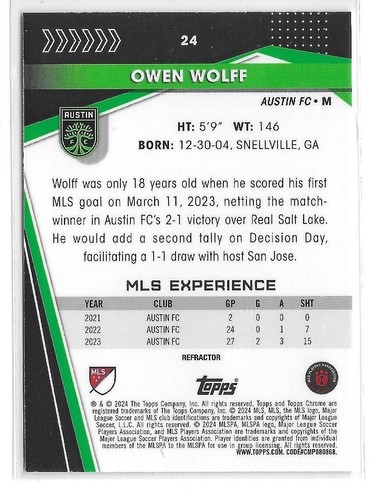 Insertos MLS 2024 Topps cromados, paralelos S/N y refractores - 50% de descuento por volumen - Imagen 159 de 173