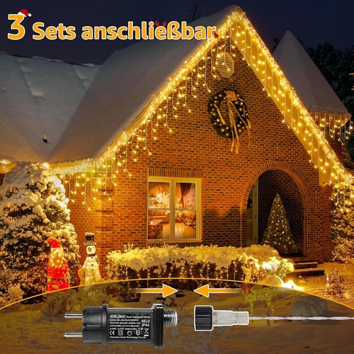 Eisregen Lichterkette Außen Warmweiß 7.3M LED Eisregen Lichterkette Weihnachten - Bild 2 von 8