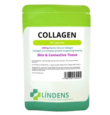 Lindens Marin Kollagen 400mg 90 Kapseln Meeres Marine-Source-Collagen Fisch