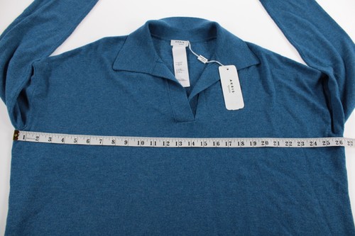 Maglione Akris Punto nuovo con etichetta lana/cashmere con colletto taglia 10 colore blu tinta unita - Foto 5 di 7