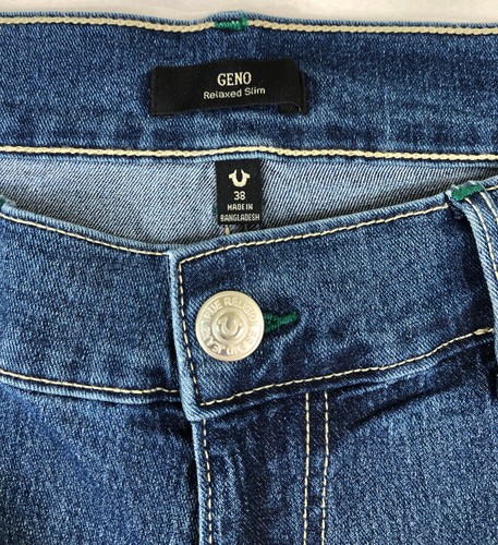 NWT TRUE RELIGION Geno SN Flap Pocket Relaxed Slim Jeans 38 X 32" Medium Autumn - Picture 11 of 16
