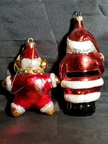 2 Reindeer And Santa Glass Ornaments - Picture 4 of 7