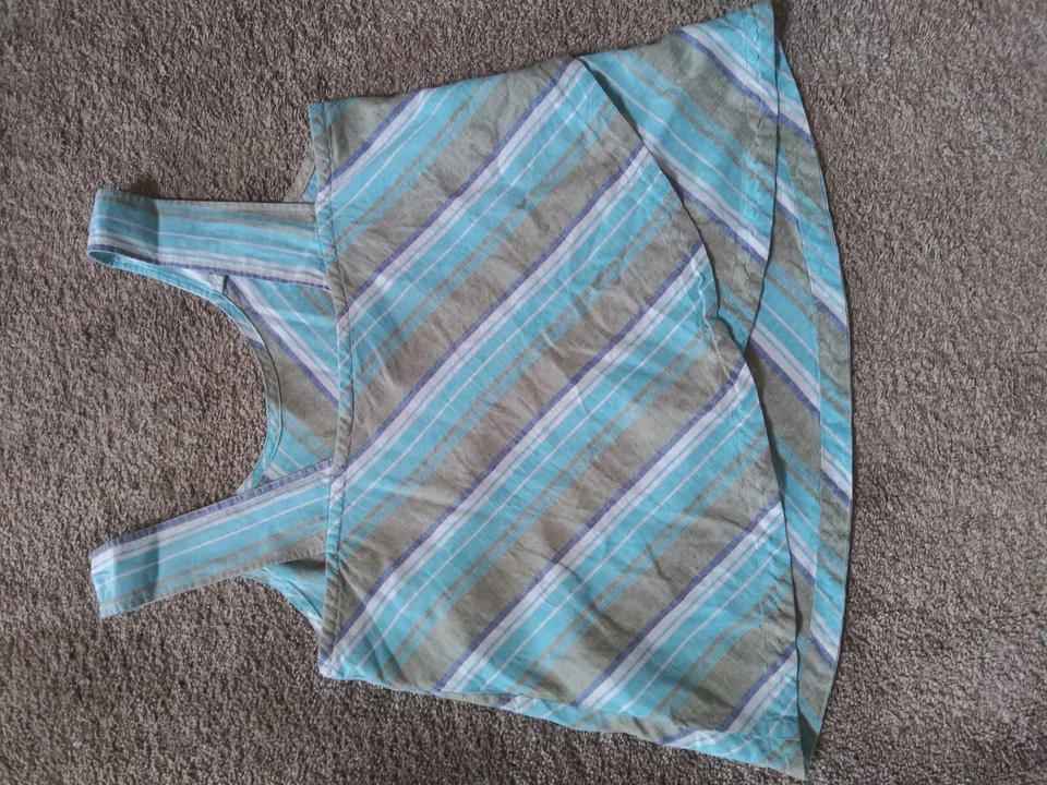 Camiseta sin mangas grande Royal Robbins cáñamo algodón orgánico a rayas en capas Foto 3 de 4