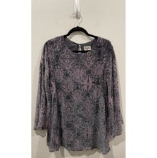 SHOW ME YOUR MUMU Grey Purple Bell Sleeves Velvet Mini Boho Dress Size S