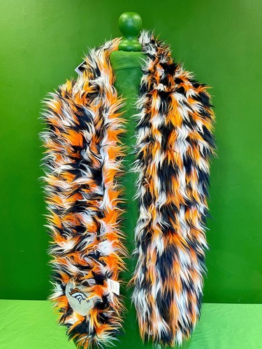 NFL Denver Broncos Furry Scarf with Silver Emblem NWT - Picture 3 of 4