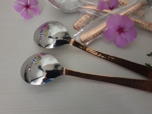 Copper Stainless Steel Dessert Spoons, Spoons Silverware Kitchen or Restaurants - Picture 3 of 7
