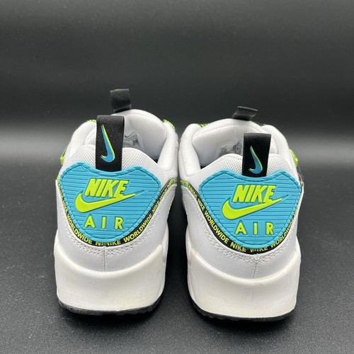 Nike Air Max 90 Se Worldwide White-Blue Fury-Black-Volt Sz 10 [CZ6419-100] - Picture 7 of 8