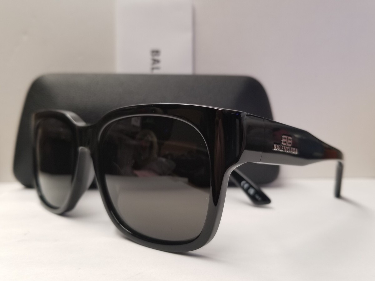 Balenciaga BB0049S 001 Sunglasses Men's Black/Grey Lenses