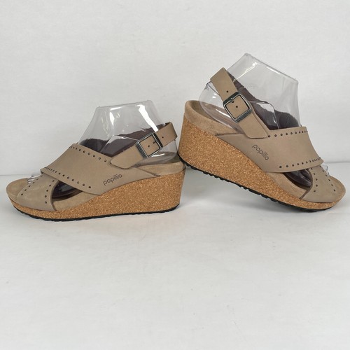 Sandalias Birkenstock Papillio Samira para mujer talla 39 EE. UU. 8 zapatos de cuña topo nobuck - Imagen 6 de 9