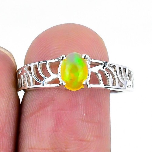 Ethiopian Opal Stone Solid Sterling Silver Artisan Statement Art Deco Ring US 9