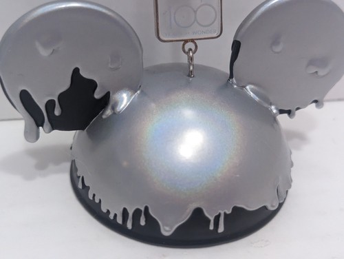 Mickey Mouse Disney 100 Jahre Feier Platin Farbe Ohr Hut Ornament Neu mit Etikett - Bild 4 von 20