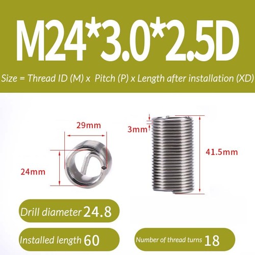 Helicoil Metrisch Gewindeeinsätze Gewindereparatur Edelstahl A2 M1.6 M2 M2.5-M24 - Bild 84 von 85