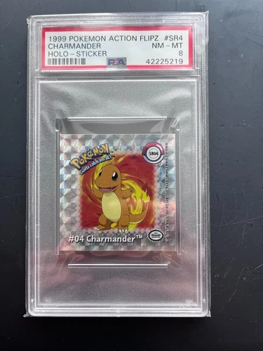 CHARMANDER 1999 Pokemon Action Flipz Holo Sticker SR4  PSA 8