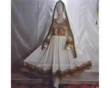 Afghan Dress Traditional Afghan Dress with White Embroidery Handmade Complete