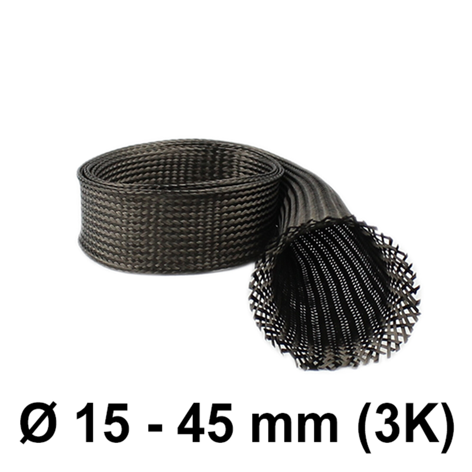 Manguera trenzada carbono 3K (Ø 35 mm) | BSC035/96/3 | Tubo Cfk manguera de fibra de carbono