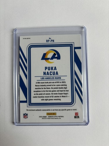 2023 Donruss Optic Puka Nacua Blue Hyper Prizm Rookie Phenom Jersey #RP-PN - Imagen 2 de 2