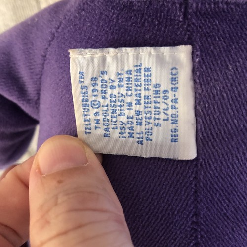 Eden 1998 Vintage Teletubbies Tinky Winky 15” Purple Plush Doll Flocked Face - Picture 10 of 10