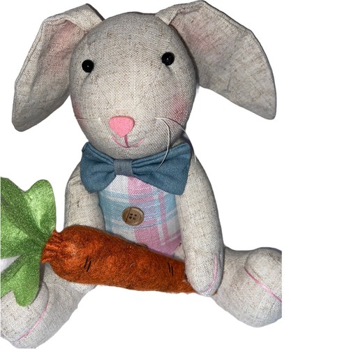 Bunny Rabbit Farmhouse Decor Rustique Easter Fabric Rustic Plush Table Decor 10" - Picture 3 of 9