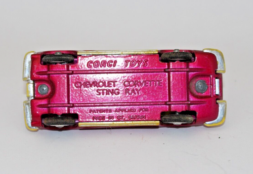 Corgi Car Toys Chevrolet Corvette Sting Ray Model 310 Original In Box Red Chevy - Picture 6 of 6