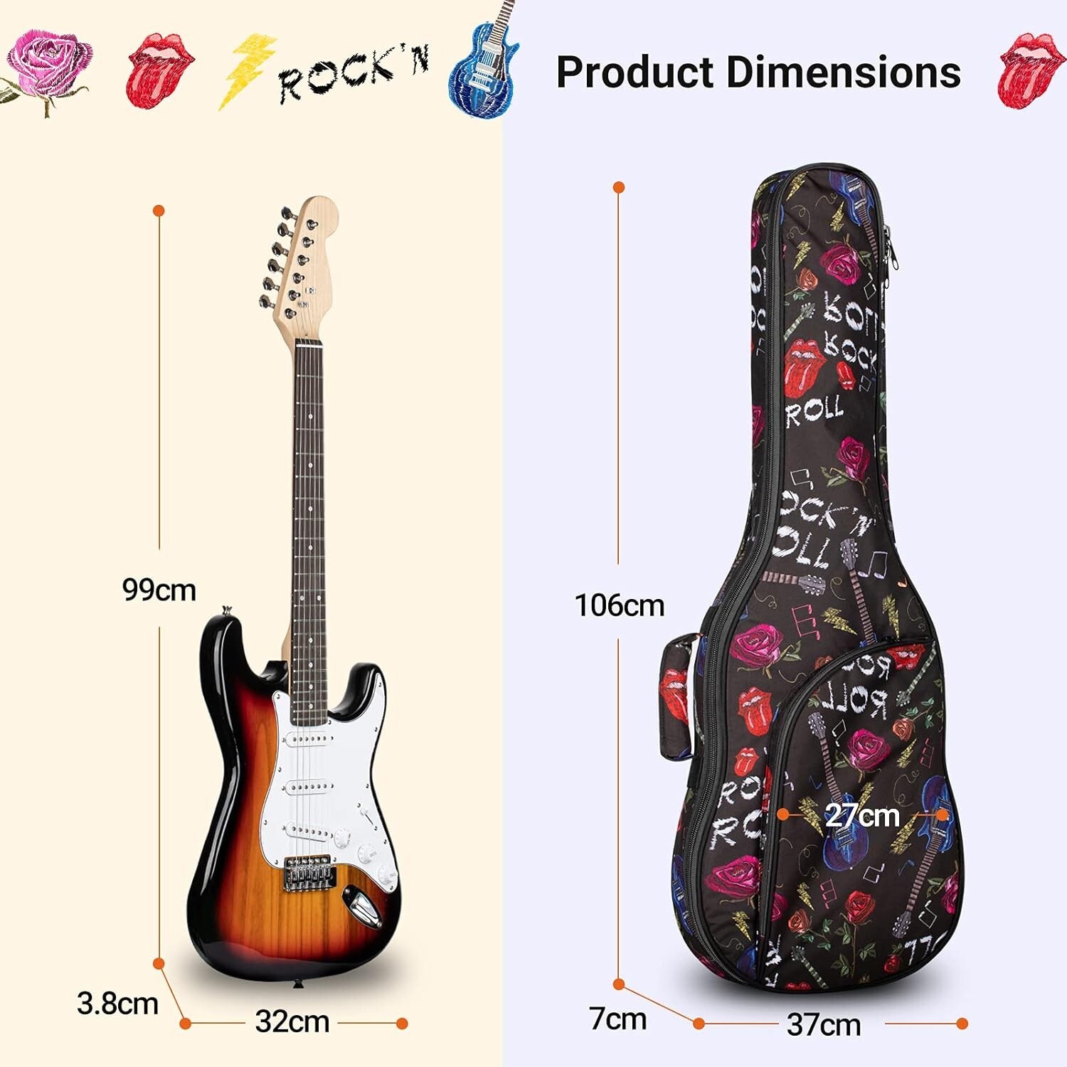 CAHAYA Electric Guitar Bag with Colourful Pattern Gig Bag 6mm Padding