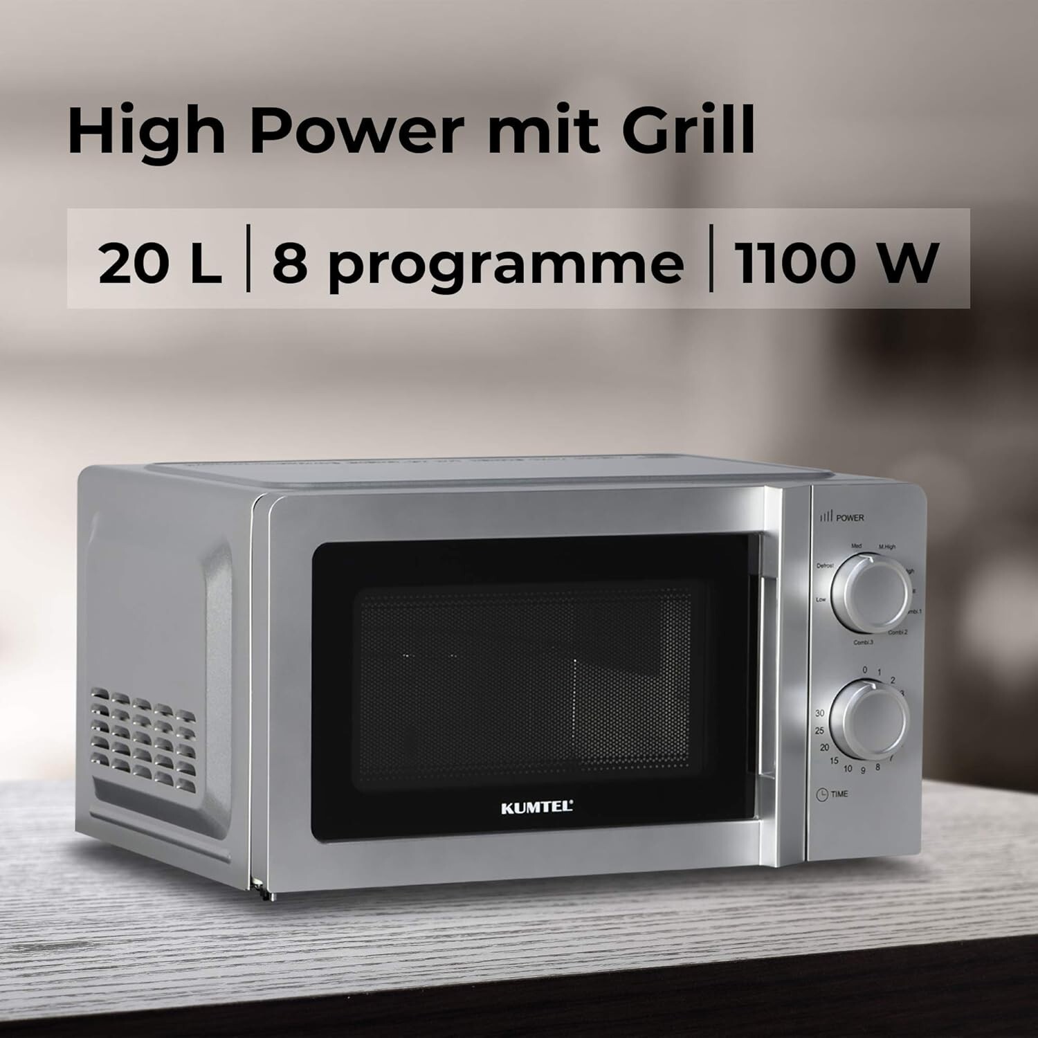 KUMTEL 2-in-1 Mikrowelle mit Grill