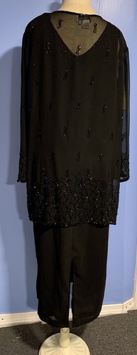 Summer Sale! Vintage J Kara black beaded sheath dress with long jacket - Picture 12 of 22