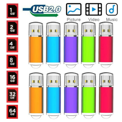 5/10 Pack USB 2.0 Flash Drives Memory Sticks Thumb Data Storage 