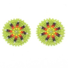 Handmade beaded 2x1.2 inch light Green rosette/applique