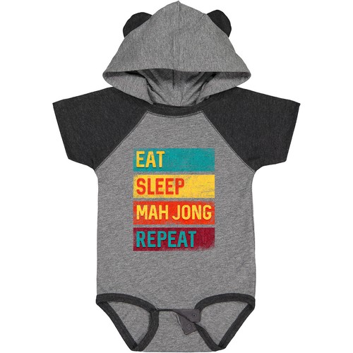 Inktastic Eat Sleep Mah Jong Repeat Baby Bodysuit Player Games Apparel One-piece