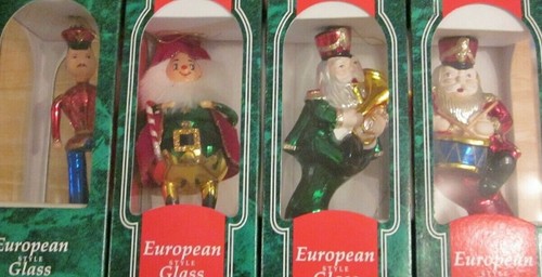 Four VTG Hand Blown European Style Christmas Ornaments Band Drummer Soldier - Picture 2 of 10
