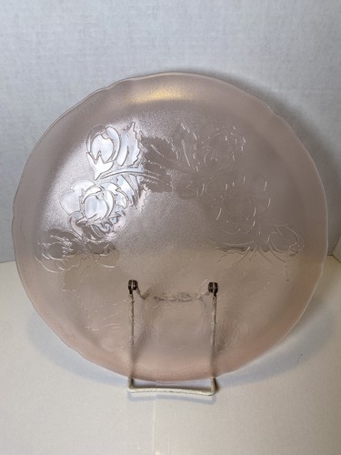 Vintage Arcoroc Rosaline 12 1/2” Pink Platter With Roses ~ Made In France - Picture 3 of 5